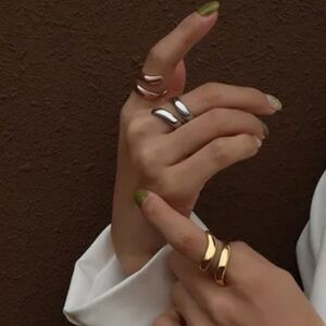 Stainless steel silver tone wrap ring new